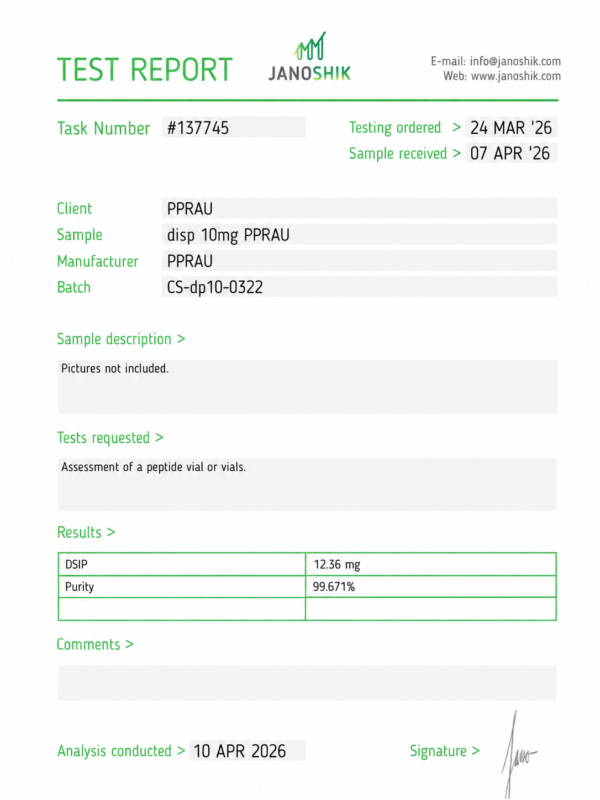 DSIP 10mg Certificate of Analysis