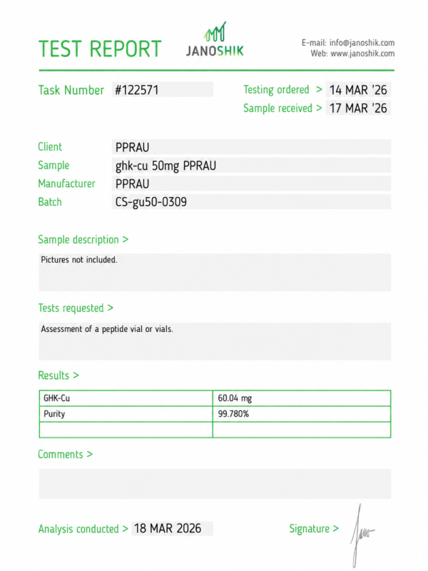 GHK-Cu 50mg Certificate of Analysis