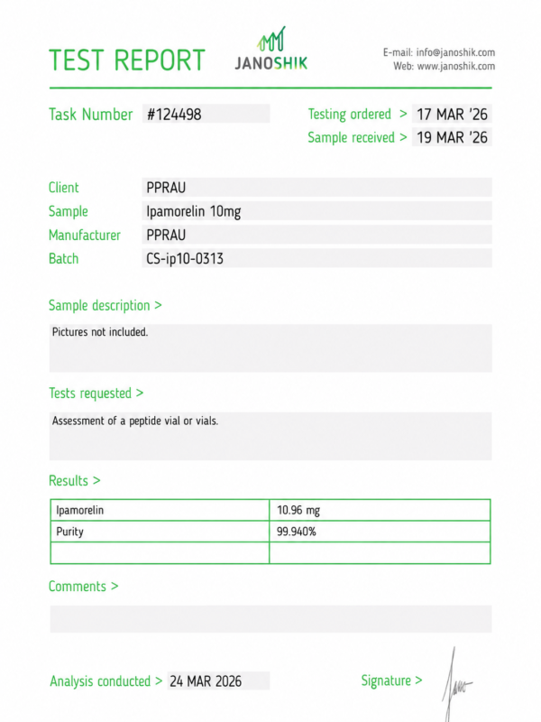 Ipamorelin 10mg Certificate of Analysis