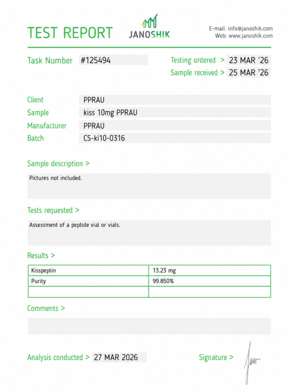 Kisspeptin 10mg Certificate of Analysis